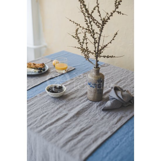 Stone Washed Linen Runner GREY